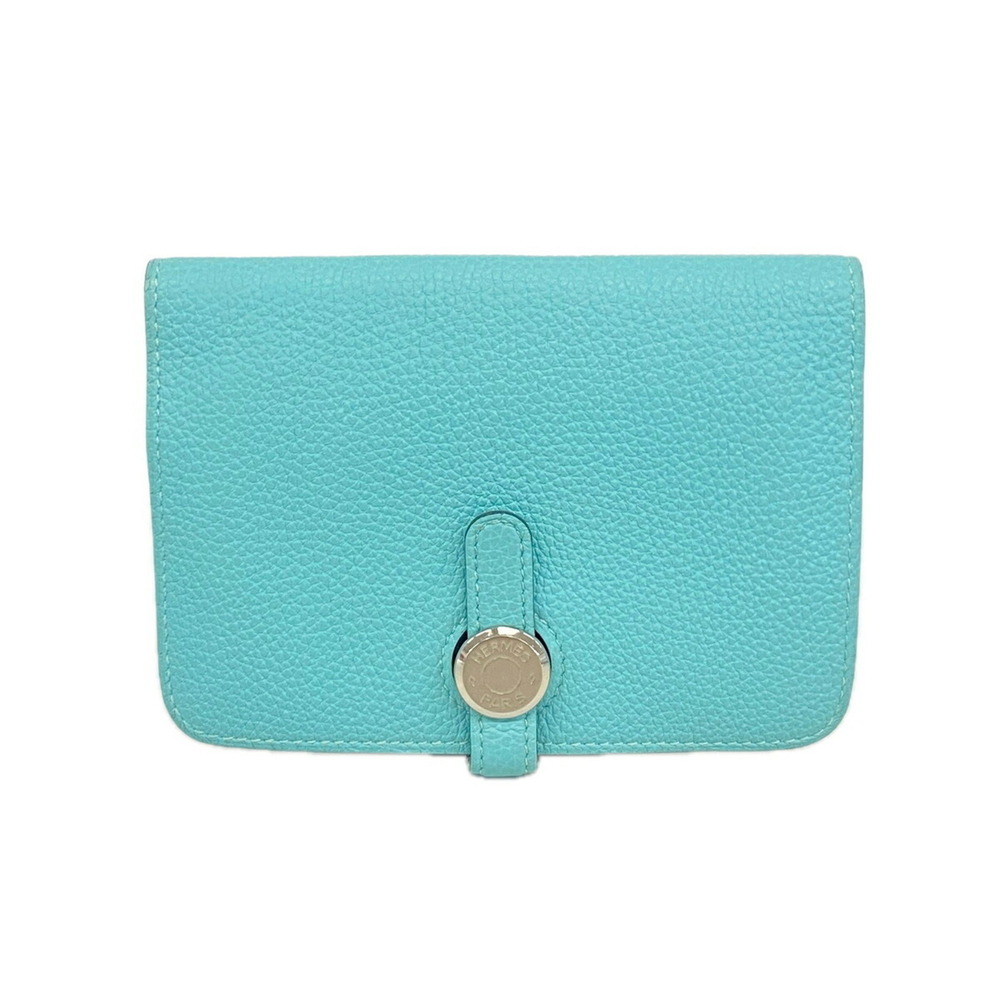 Hermes Dogon Compact Togo Leather Wallet/Coin Case, Blue Saint-Cyr, X Stamp, ...